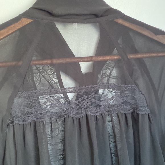 Free People womens  top black s/m sheer black long sleeve. - Picture 10 of 14
